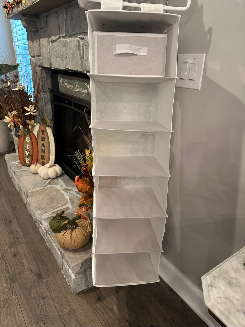 White Hanging Fabric Wall Organizer - Brand:
41” tall
11” wide
11” deep